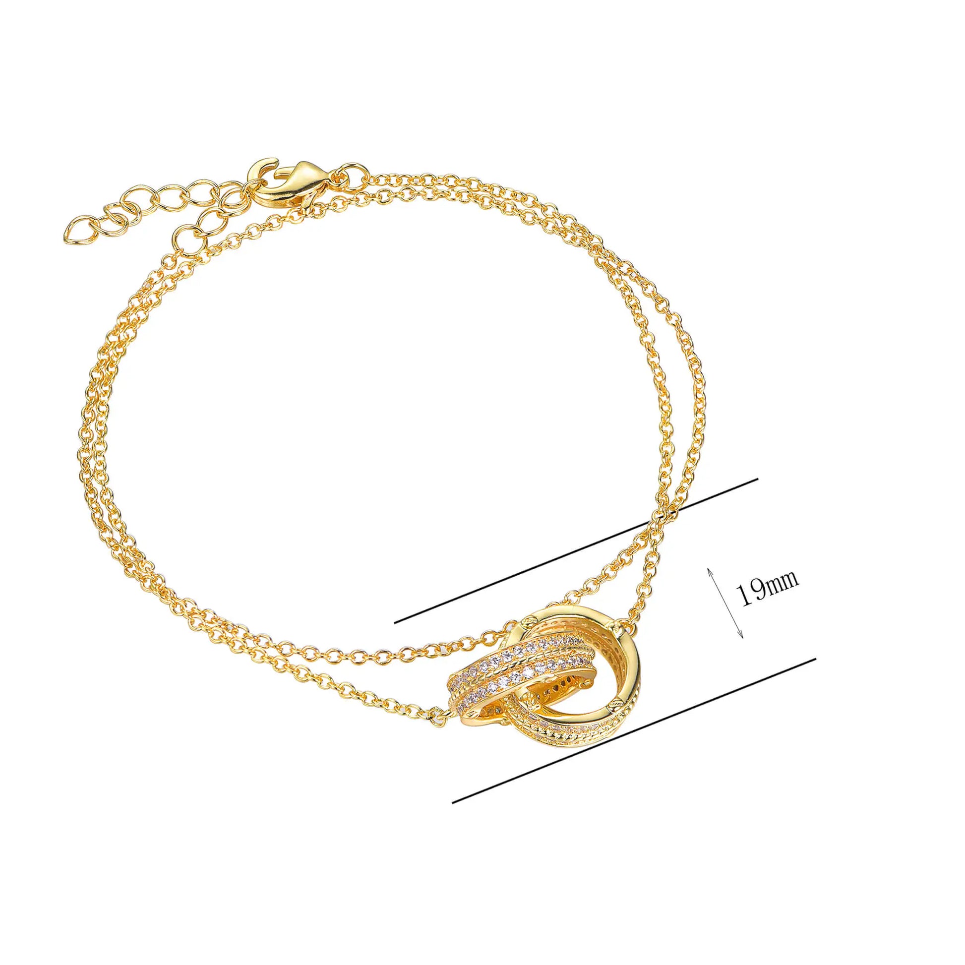 Wholesale Gold Plated Double Chain Interlocking Ring Bracelet​