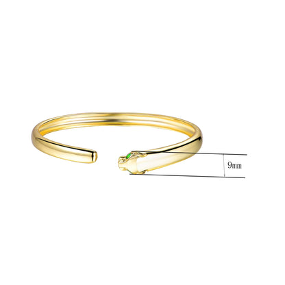 Wholesale Gold Plated Green Spinel Leopard Print Bangle