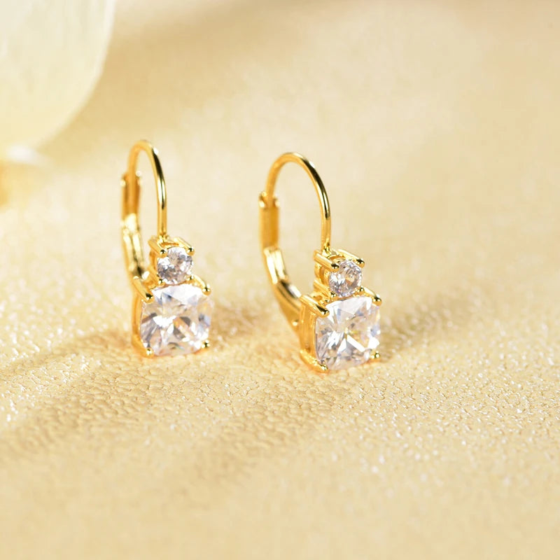Wholesale Gold Plated Minimalist Leverback Diamond Earrings