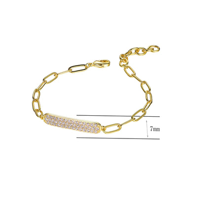 Wholesale Gold Plated Paperclip Link Chain Pave Bar Bracelet