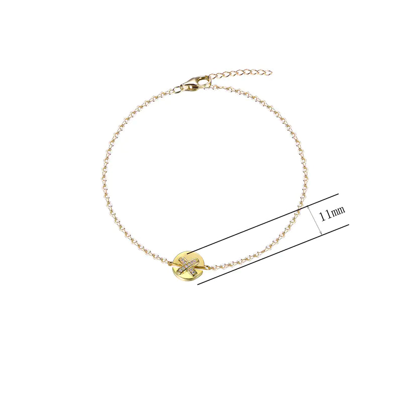 Wholesale Gold Plated Personalized Disc Dainty Initial Bracelet