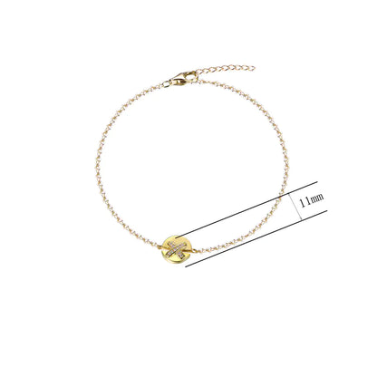 Wholesale Gold Plated Personalized Disc Dainty Initial Bracelet