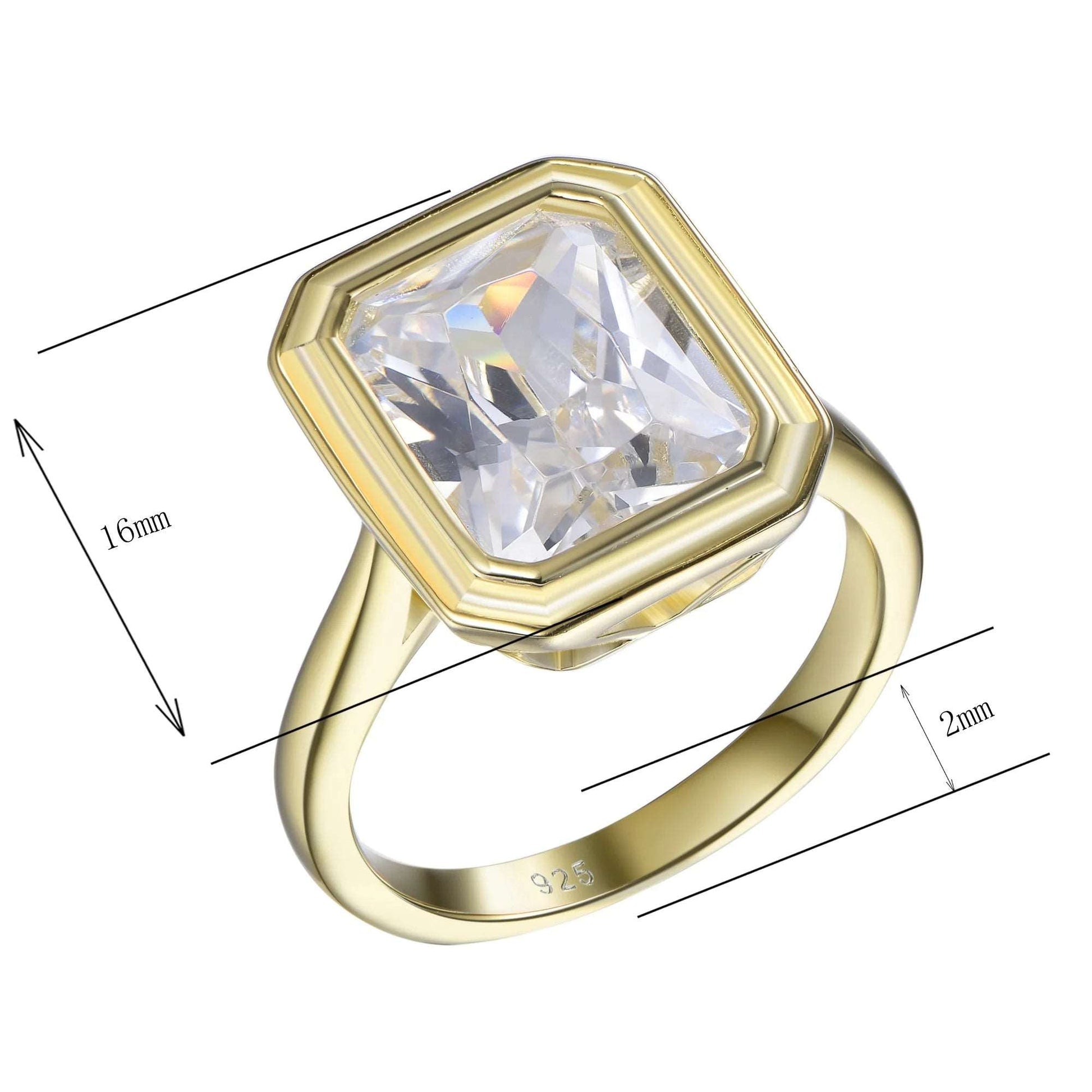 Wholesale Gold Plated Square CZ Princess Cut Solitaire Engagement Rings