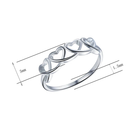 Wholesale Hearts Linear Band Simple Personalized Four Hearts Ring