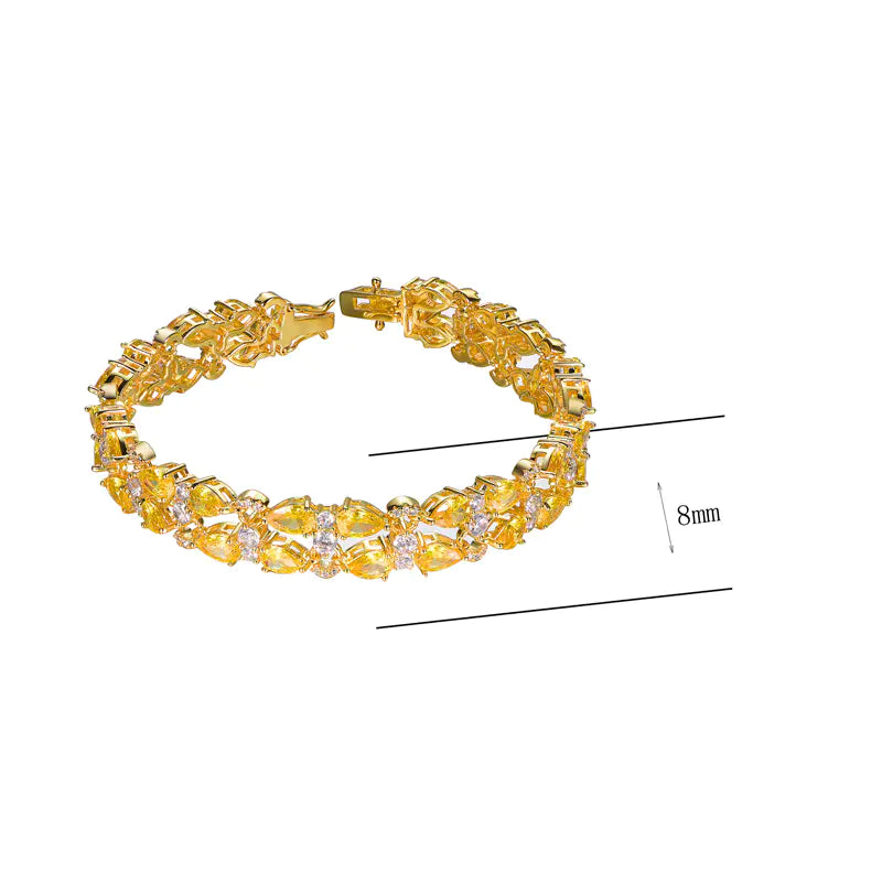 Wholesale Lab Citrine & Diamond Dual Layer Pear Tennis Bracelet