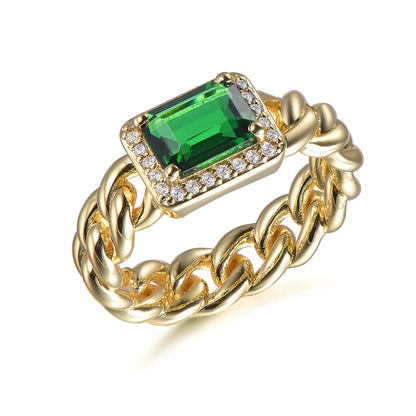 Wholesale Lab Created Emerald Link Chain Band Unique Solitaire Engagement Rings