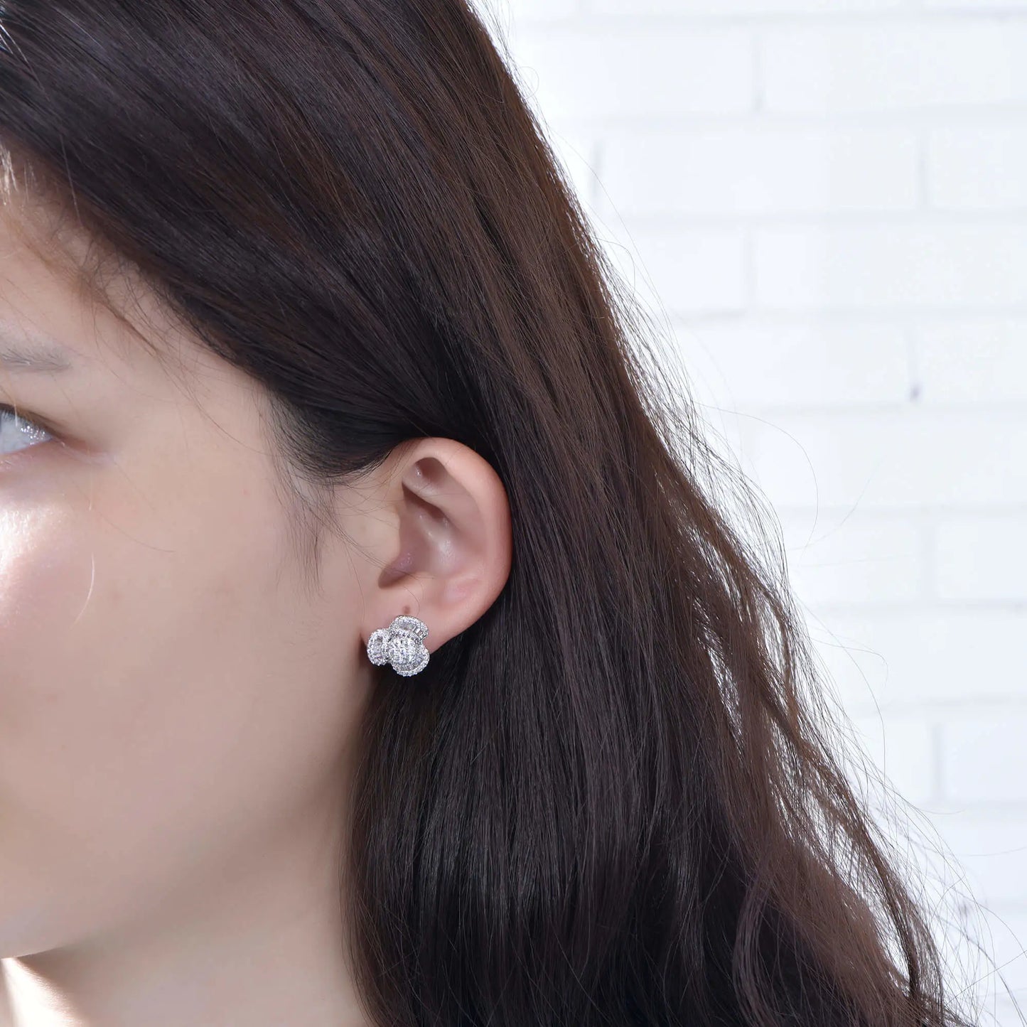 Wholesale Lab Diamond Statement Flower Stud Earrings for Women