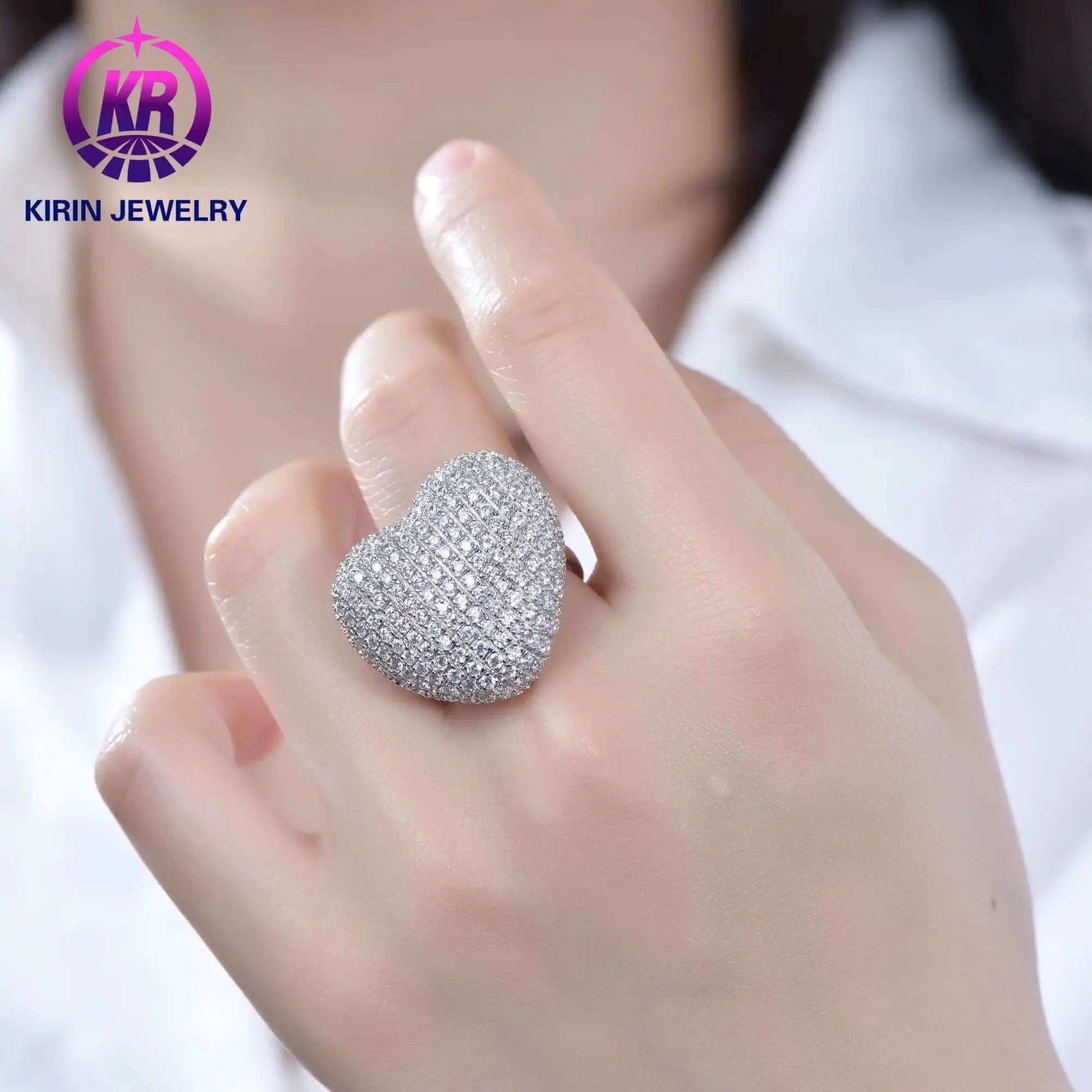 Wholesale Lab Grown Diamond Big Heart Engagement Ring for Women