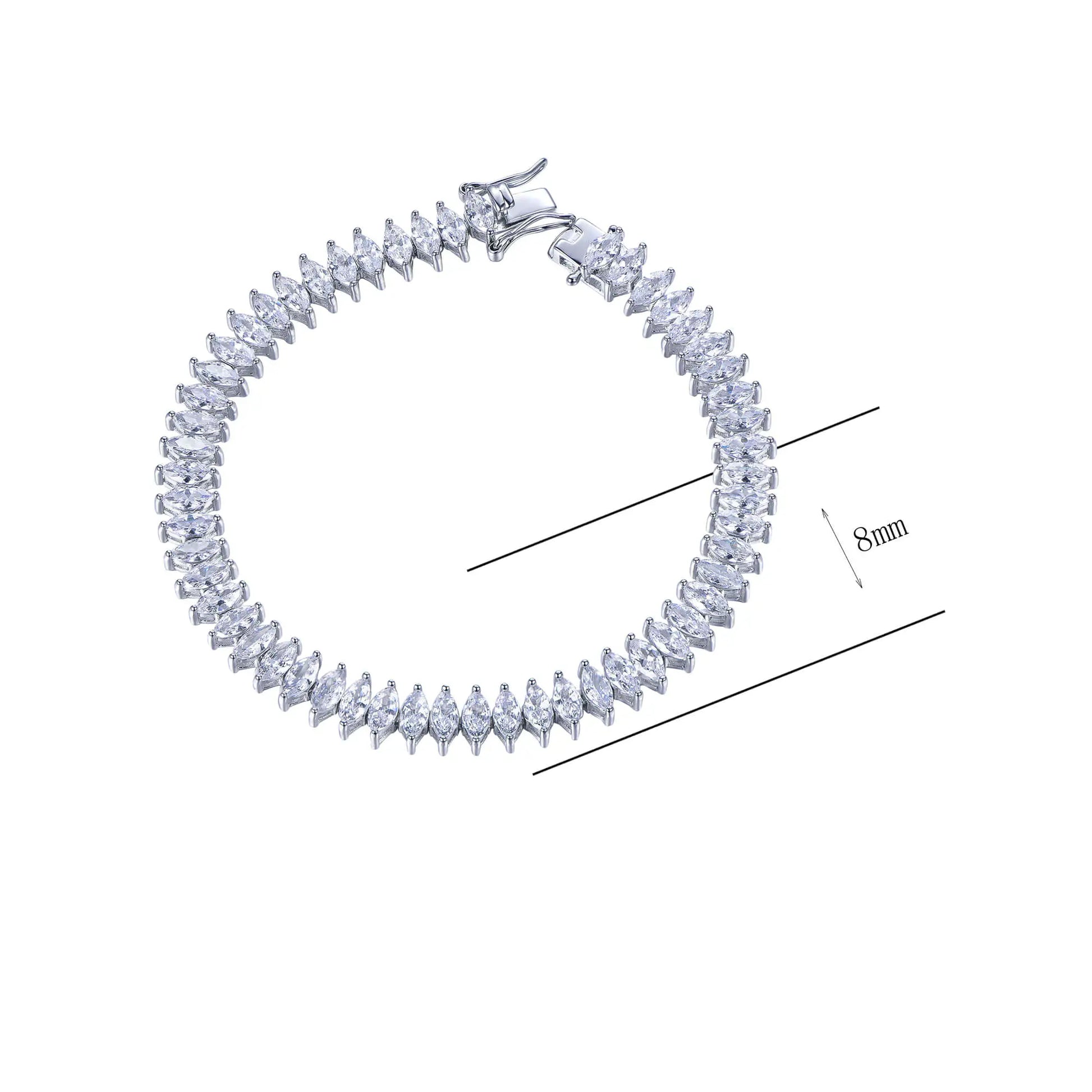 Wholesale Marquise Cut CZ Simulated Diamond Tennis Bracelets