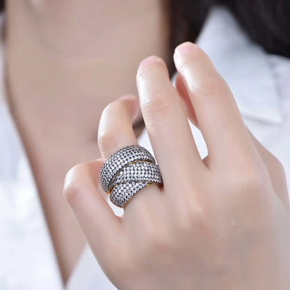 Wholesale Multi Layered Cross Half Eternity Chunky Engagement Rings for Women