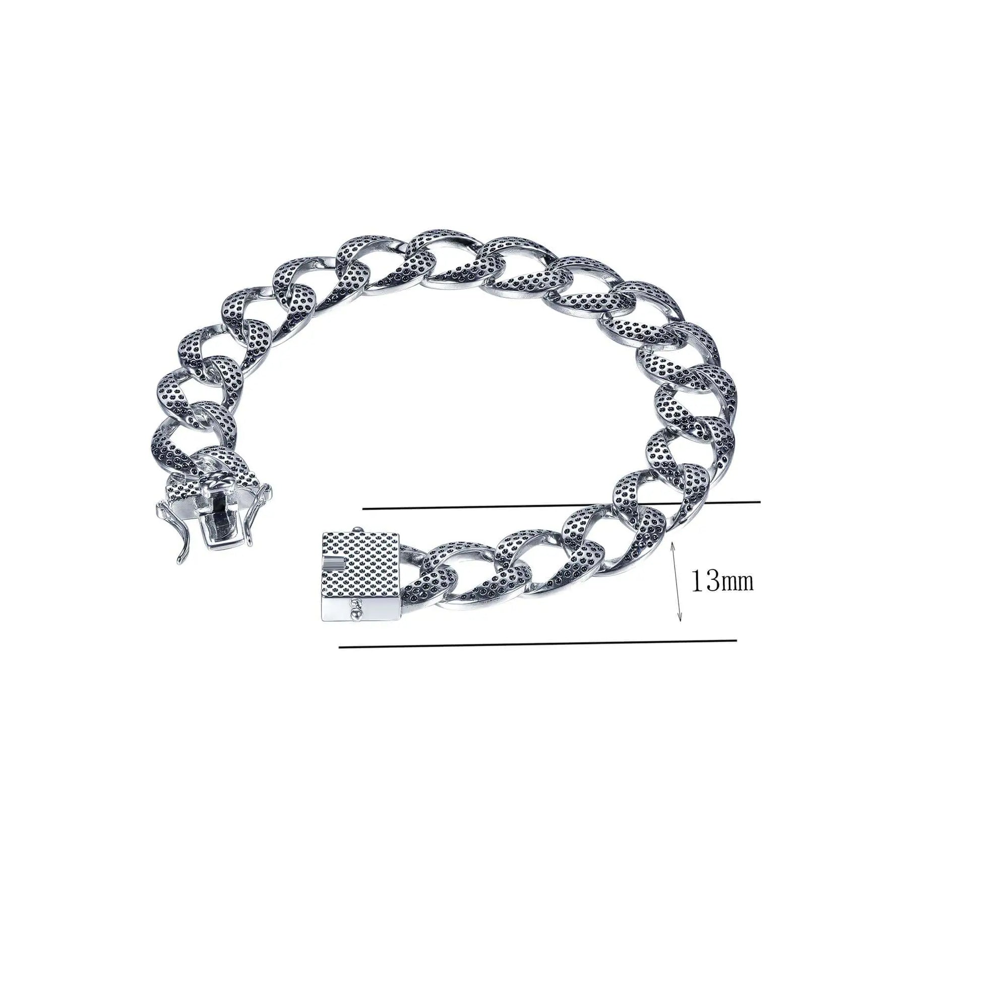 Wholesale Pave Black Spot Statement Flat Curb Chain Bracelet