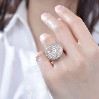 Wholesale Pave Set CZ Disc Geometric Engagement Rings for Women