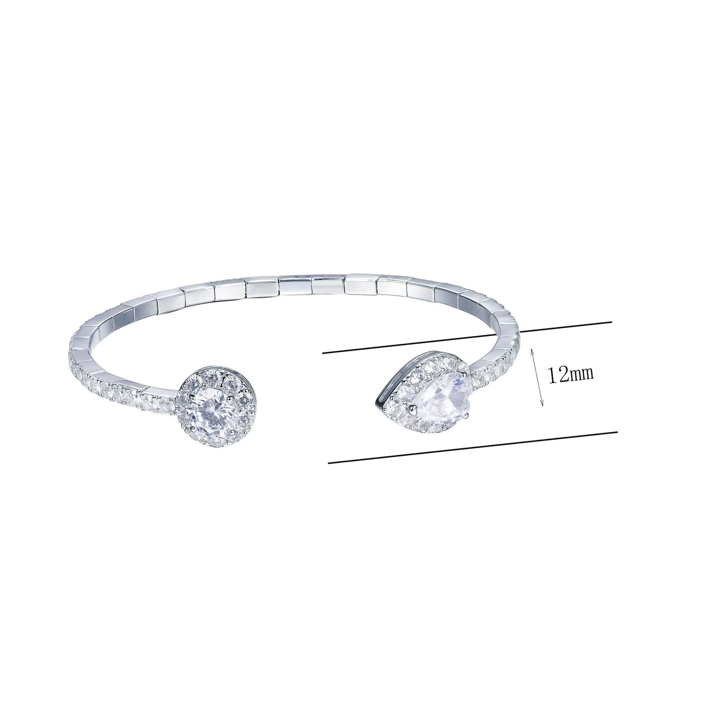 Wholesale Pear Round CZ Geometric Open Bangle Bracelets