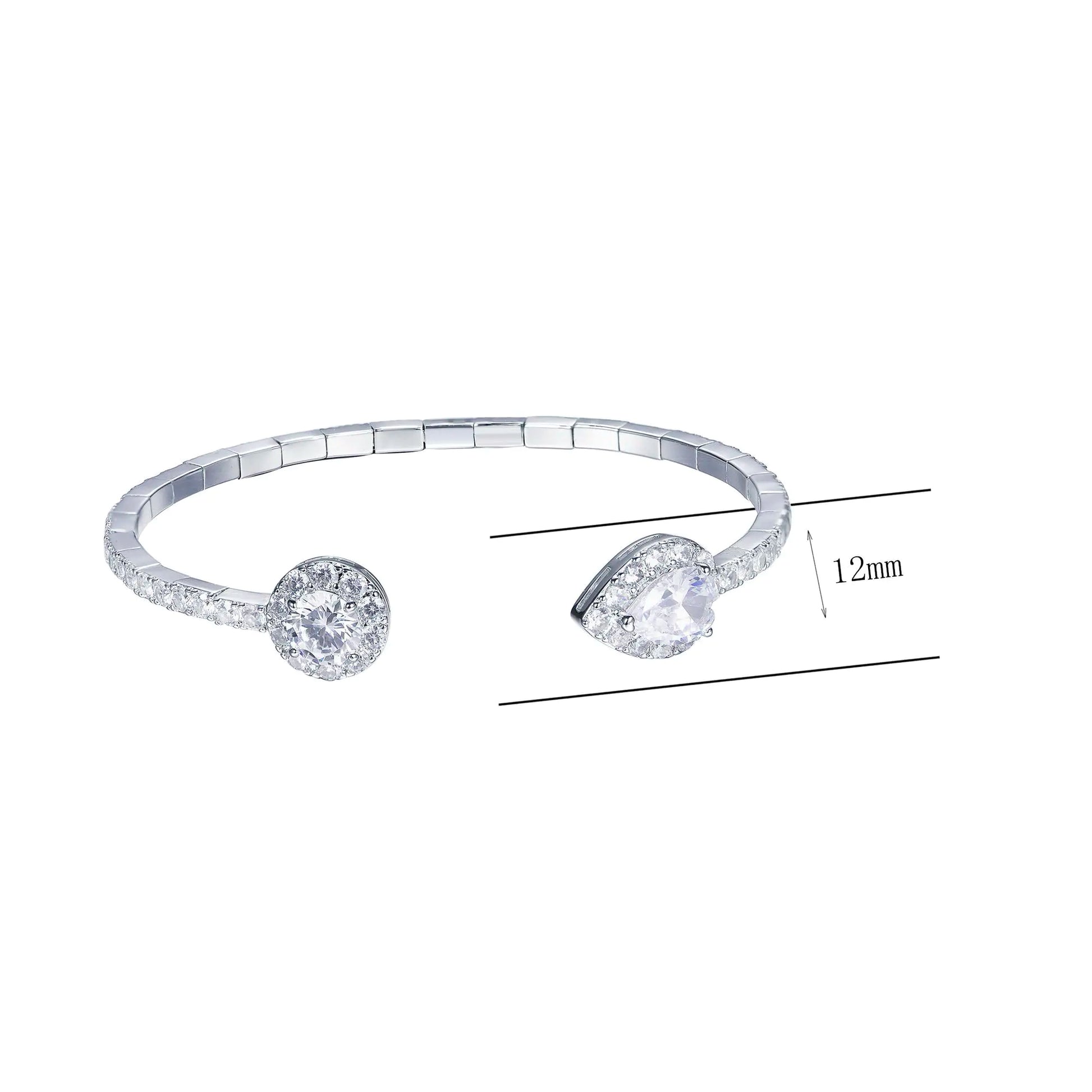 Wholesale Pear Round CZ Geometric Open Bangle Bracelets