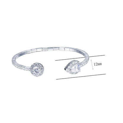 Wholesale Pear Round CZ Geometric Open Bangle Bracelets