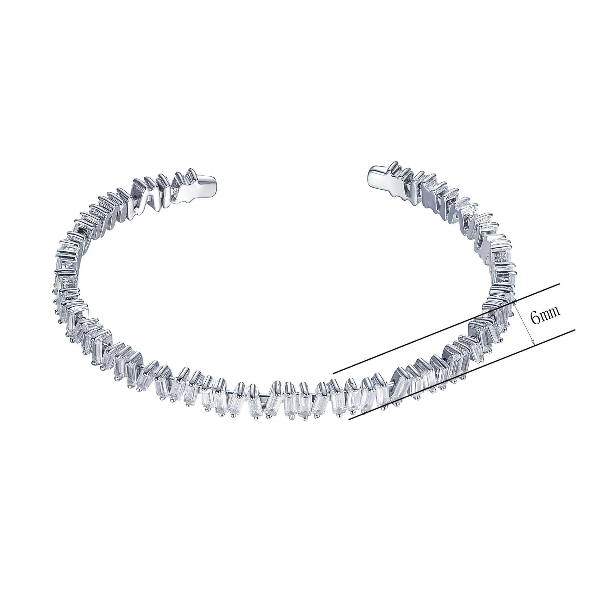 Wholesale Rectangle CZ Filled Eternity Cuff Bracelet Bangle