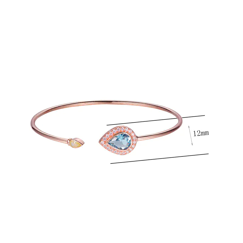 Wholesale Rose Gold Plated CZ & Glass Open Thin Bangles