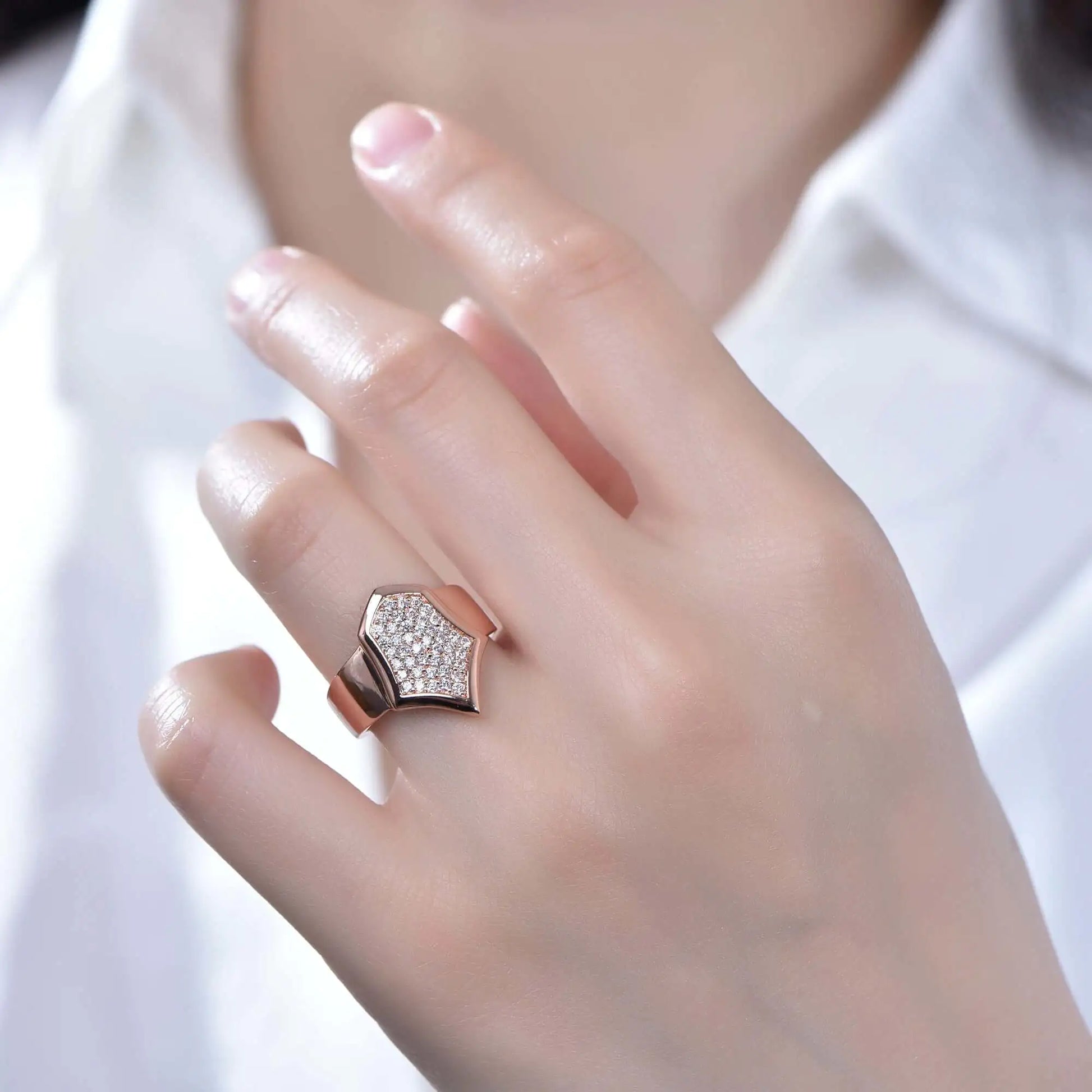 Wholesale Rose Gold Plated Chunky Geometric Engagement Rings for Women