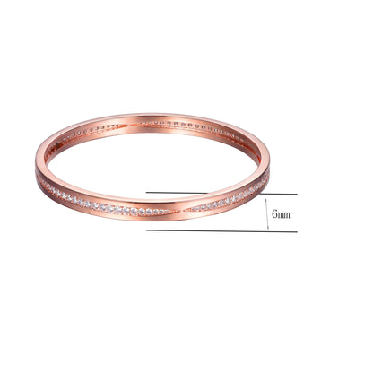 Wholesale Rose Gold Plated Pave CZ Skinny Bangle Bracelets
