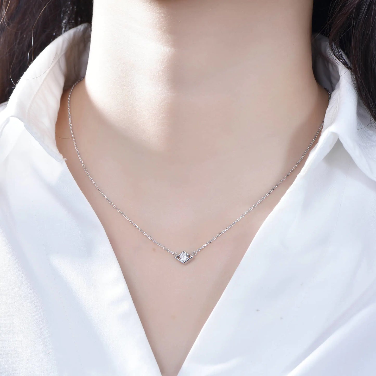 Wholesale Round Cut Created Diamond Solitaire Evil Eye Pendant Necklace