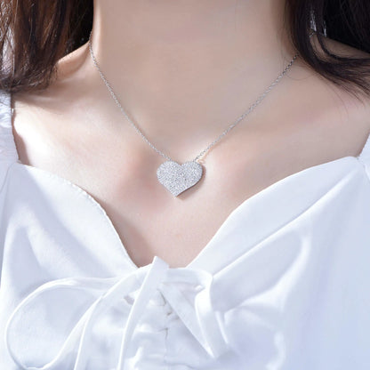 Wholesale Round Cut Lab Created Diamond Cluster Heart Pendant for Women
