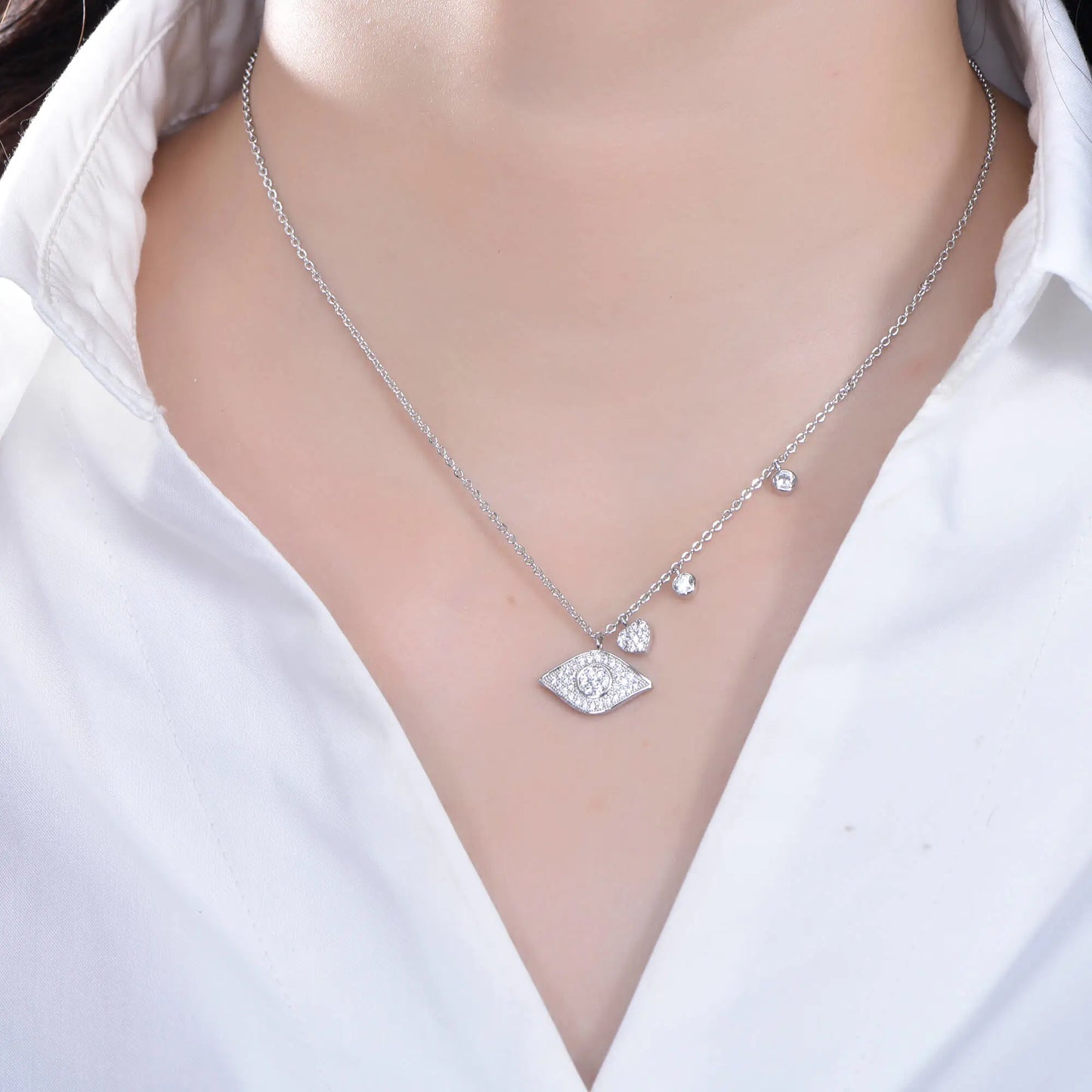 Wholesale Round Cut Lab Created Diamond Evil Eye Pendant for Women