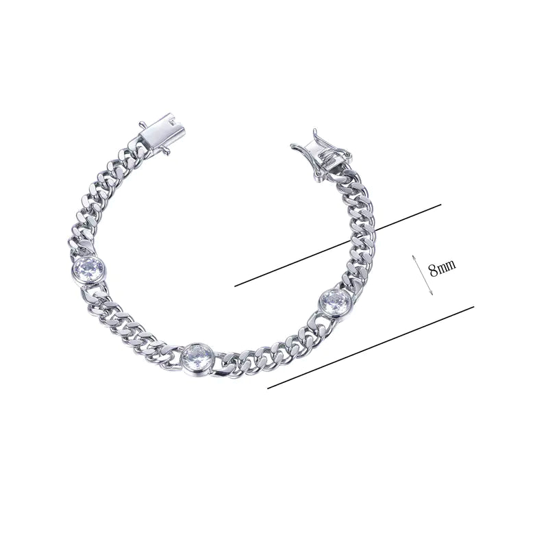 Wholesale Round Cut Moissanite Small Cuban Link Bracelet​