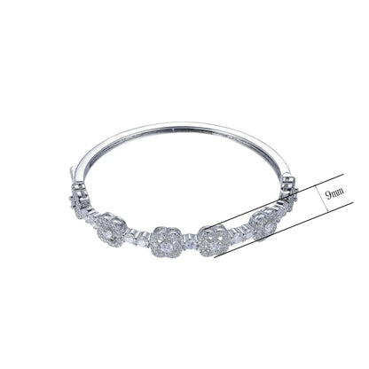 Wholesale Round Cut Simulated Diamond Flower Bangle Bracelet