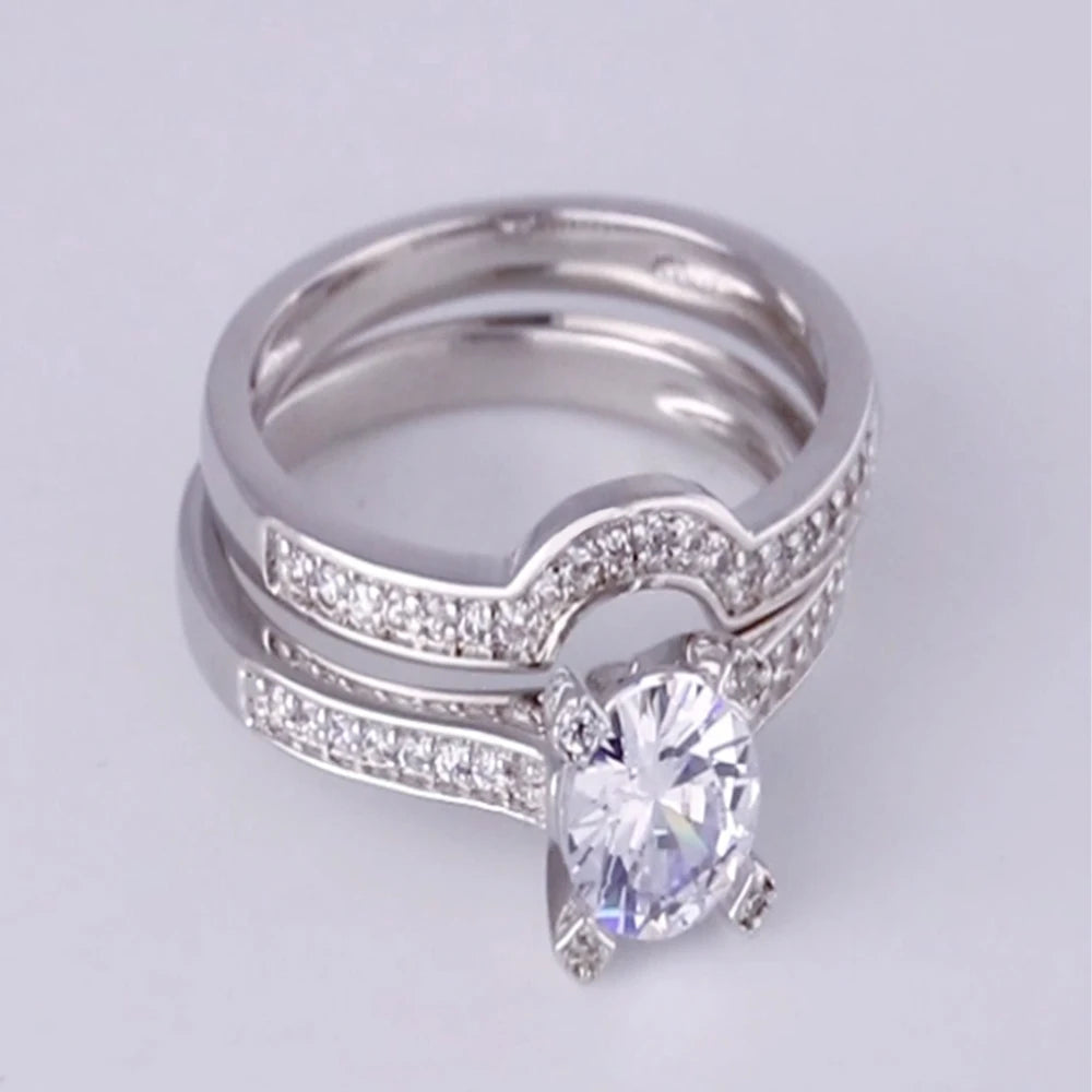 Wholesale Silver 2 in 1 Lab Grown Diamond Vintage Engagement Rings Sets