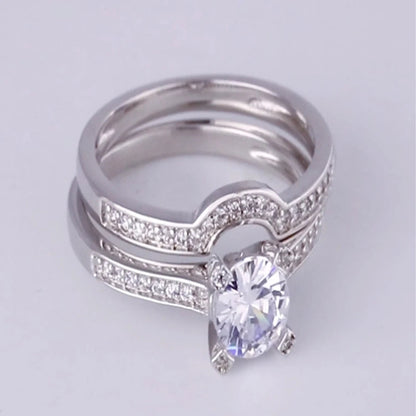 Wholesale Silver 2 in 1 Lab Grown Diamond Vintage Engagement Rings Sets