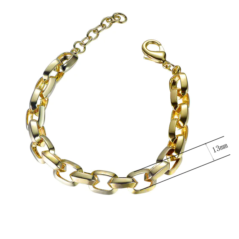 Wholesale Silver Adjustable Angular Link Chunky Chain Bracelet​