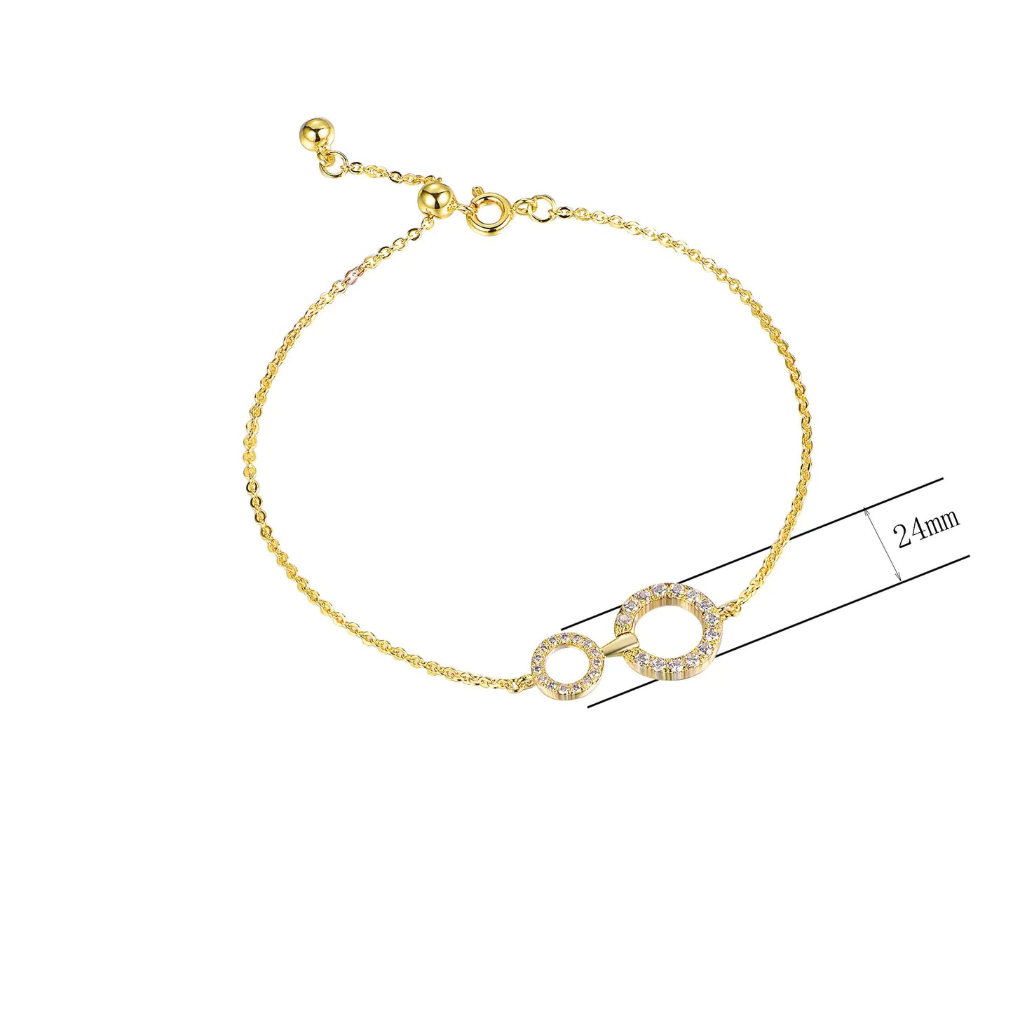 Wholesale Silver Adjustable Simple Link Double Circle Bracelet