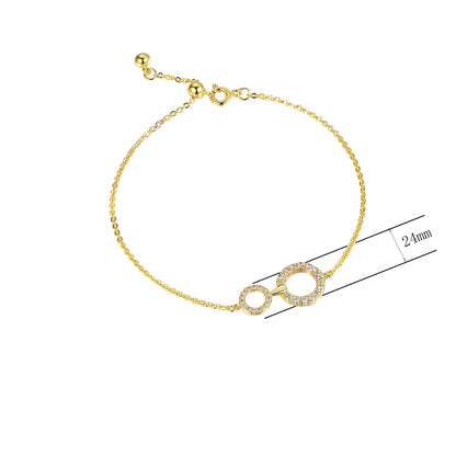 Wholesale Silver Adjustable Simple Link Double Circle Bracelet