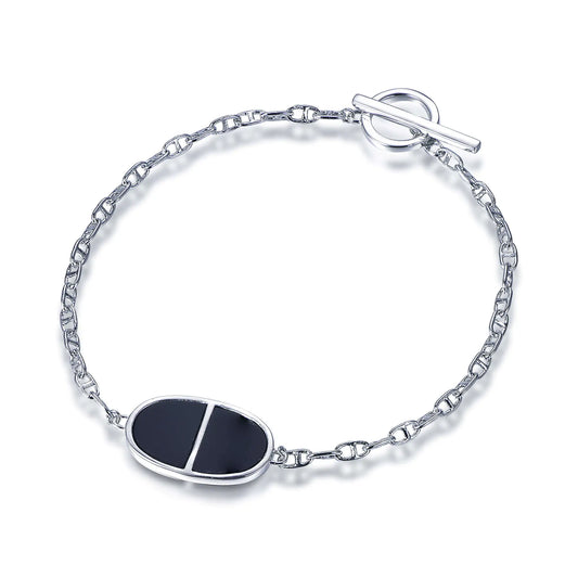 Wholesale Silver Black Agate Unique Personalized Bangle Bracelets for Women