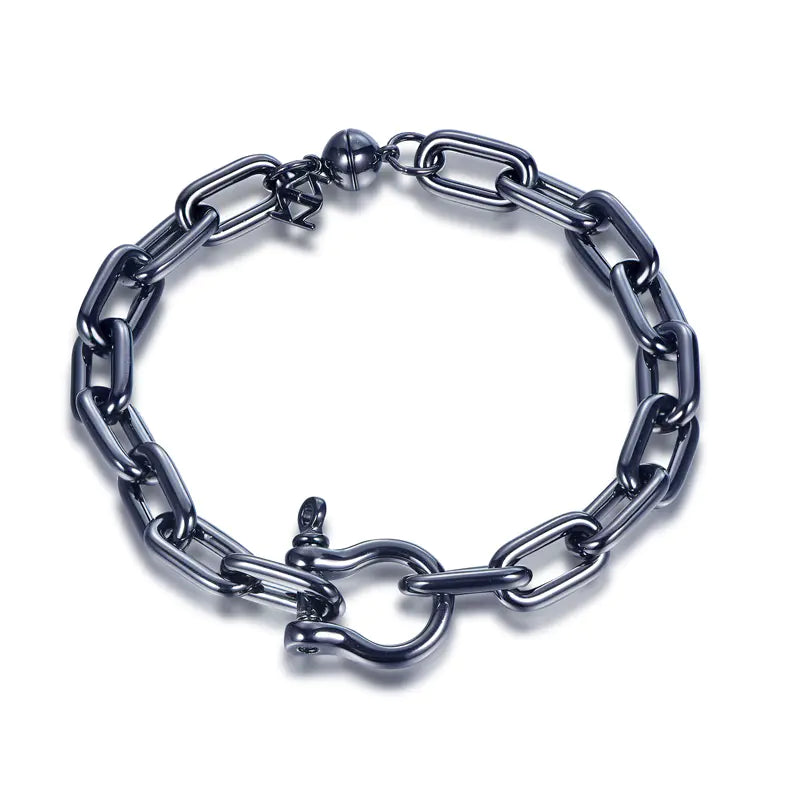 Wholesale Silver Black Plated Personalized Chunky Paperclip Link Bracelet