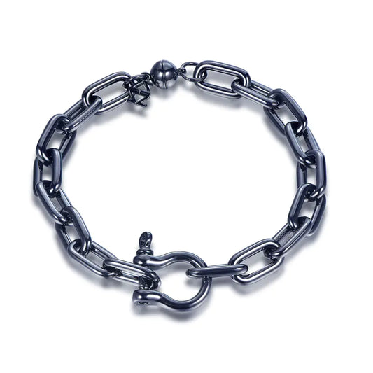 Wholesale Silver Black Plated Personalized Chunky Paperclip Link Bracelet