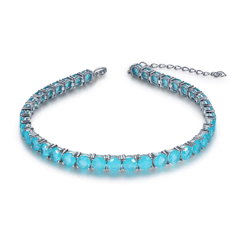 Wholesale Silver Blue Cubic Zircon Adjustable Birthstone Tennis Bracelet