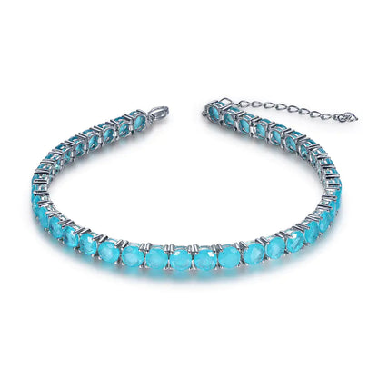 Wholesale Silver Blue Cubic Zircon Adjustable Birthstone Tennis Bracelet