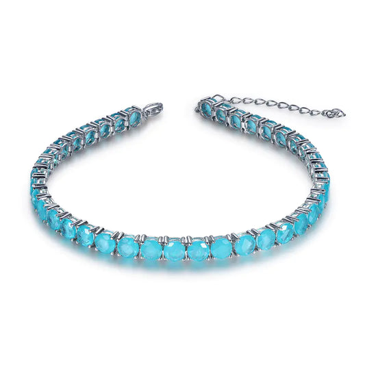 Wholesale Silver Blue Cubic Zircon Adjustable Birthstone Tennis Bracelet