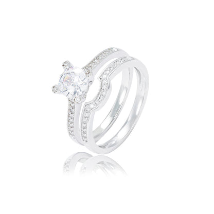 Wholesale Silver CZ 2 in 1 Lab Grown Diamond Vintage Engagement Rings Sets