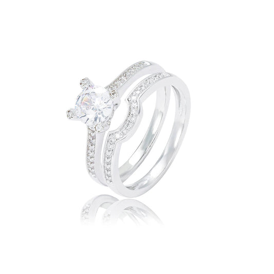 Wholesale Silver CZ 2 in 1 Lab Grown Diamond Vintage Engagement Rings Sets