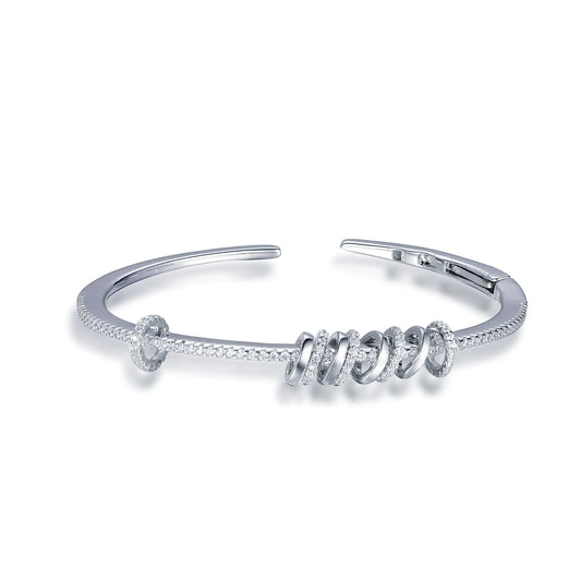 Wholesale Silver CZ Adjustable Cuff Personalized Bangle