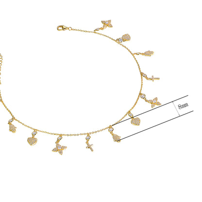 Wholesale Silver CZ Adjustable Multi Charm Bracelet