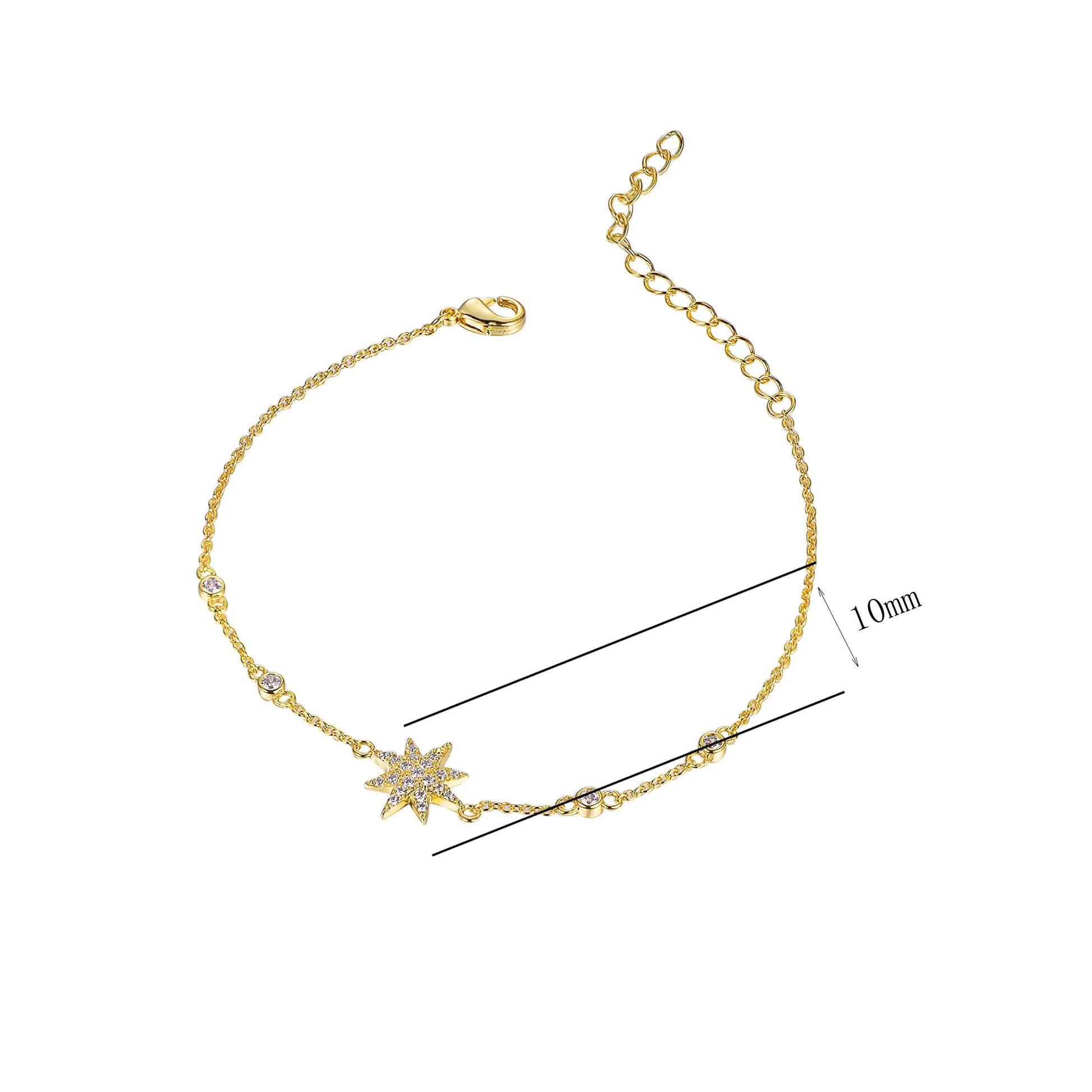 Wholesale Silver CZ Adjustable Sun Charm Bracelet