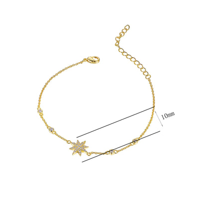 Wholesale Silver CZ Adjustable Sun Charm Bracelet