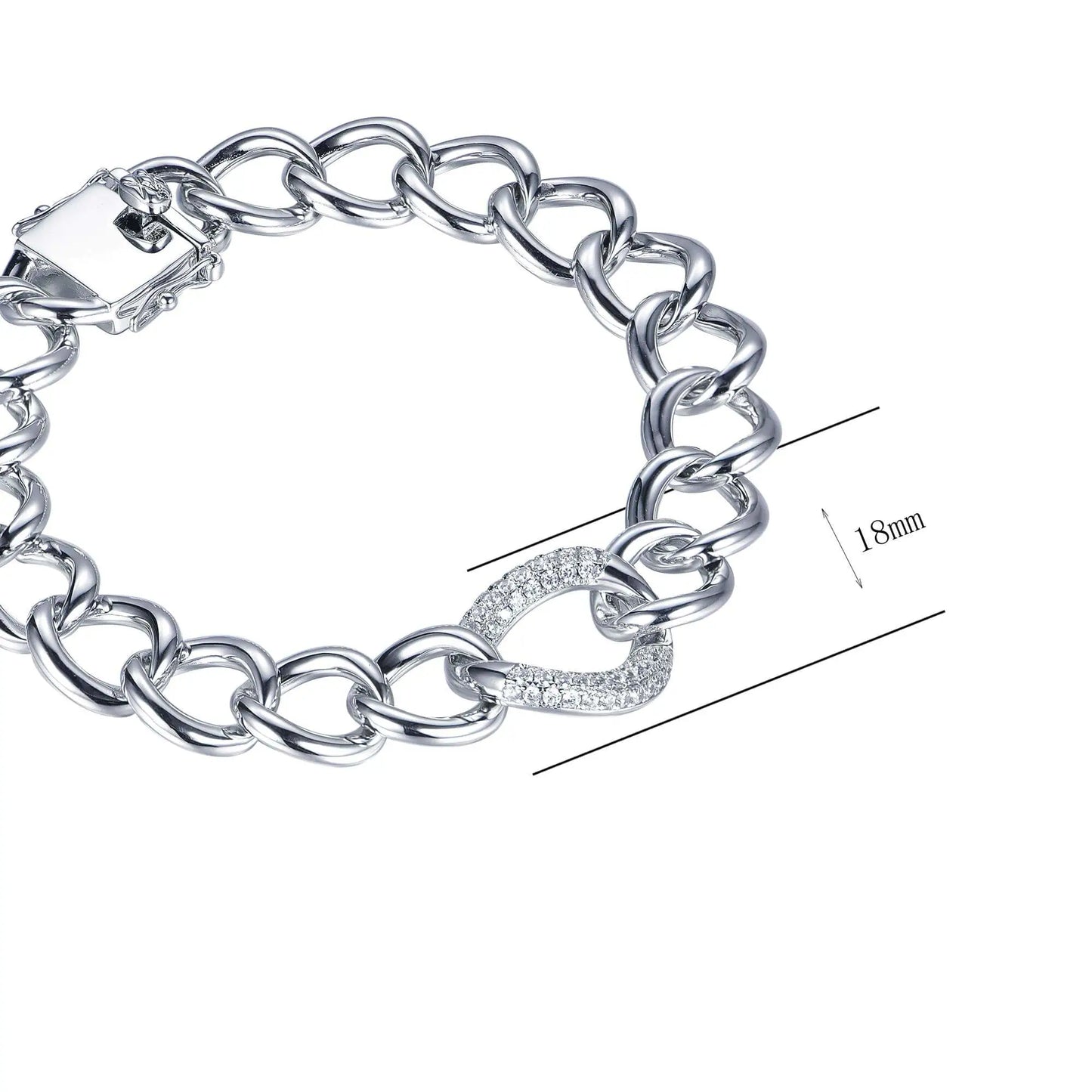 Wholesale Silver CZ Chunky Statement Curb Bracelet