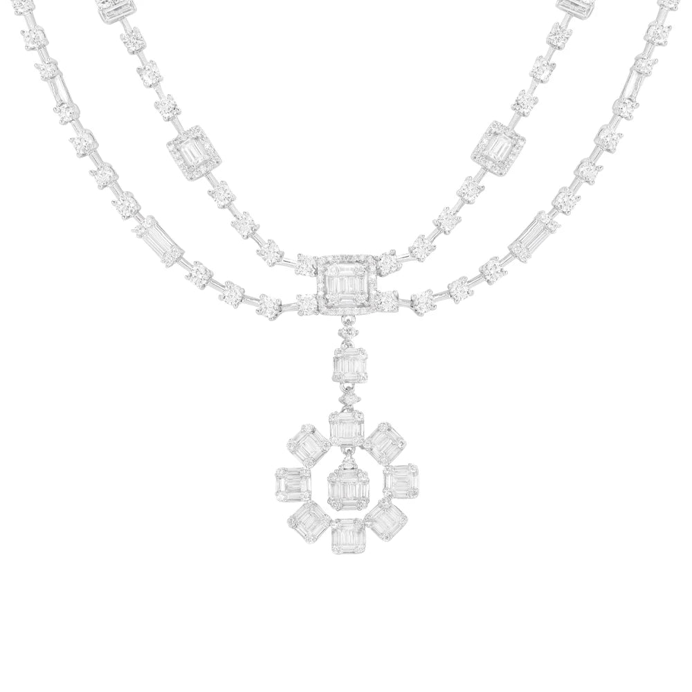 Wholesale Silver CZ Circle Cluster Round Necklace Wedding Bridal Jewelry Sets​