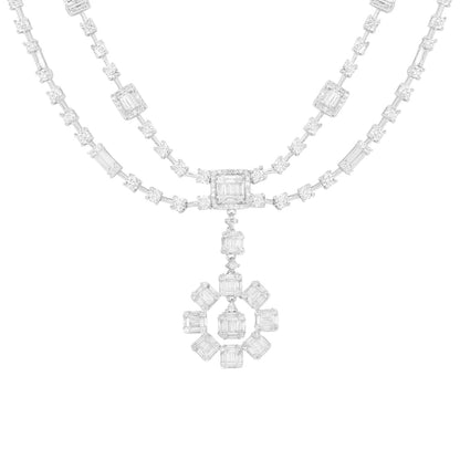 Wholesale Silver CZ Circle Cluster Round Necklace Wedding Bridal Jewelry Sets​