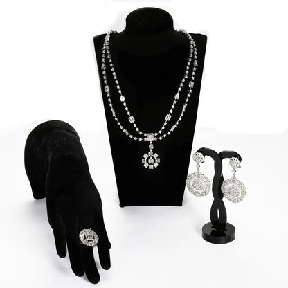 Wholesale Silver CZ Circle Cluster Round Wedding Bridal Jewelry Sets​