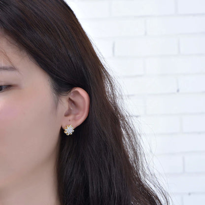 Wholesale Silver CZ Cluster Flower Earrings Studs for Women